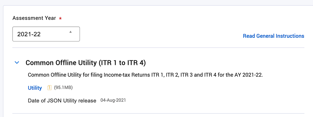 Common Offline Utility for filing Income-tax Returns 